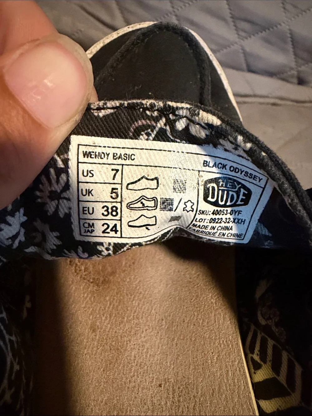 Hey Dude Women's Black Flats with White Soles